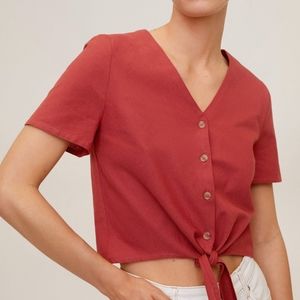 NEW short sleeve tie-front blouse